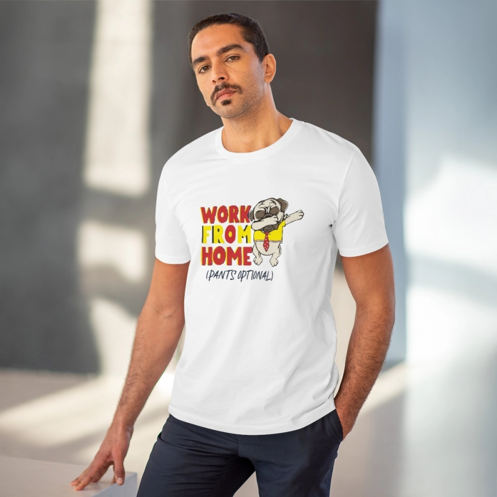 Generic Men's PC Cotton Work From Home Desing Printed T Shirt (Color: White, Thread Count: 180GSM) - Image 2