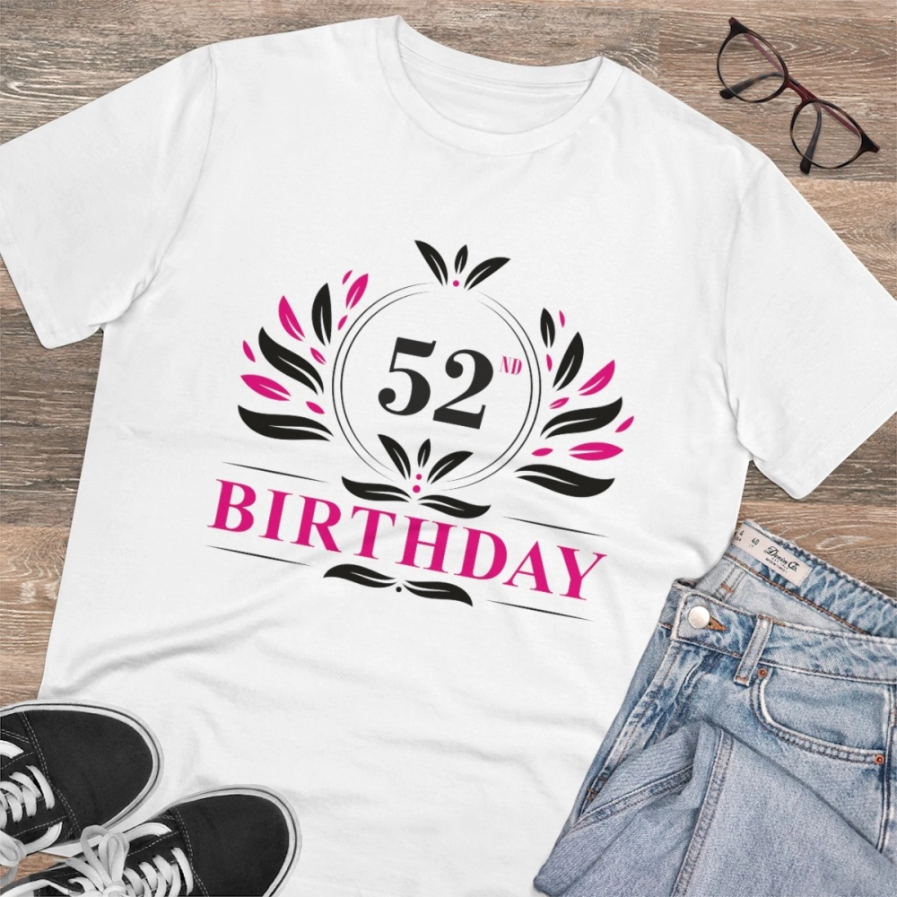Generic Men's PC Cotton 52nd Birthday Printed T Shirt (Color: White, Thread Count: 180GSM) - Image 4