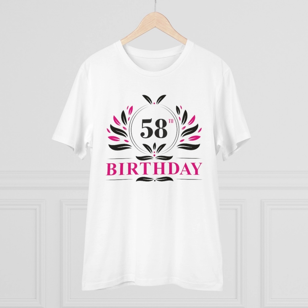 Generic Men's PC Cotton 58th Birthday Printed T Shirt (Color: White, Thread Count: 180GSM) - Image 5