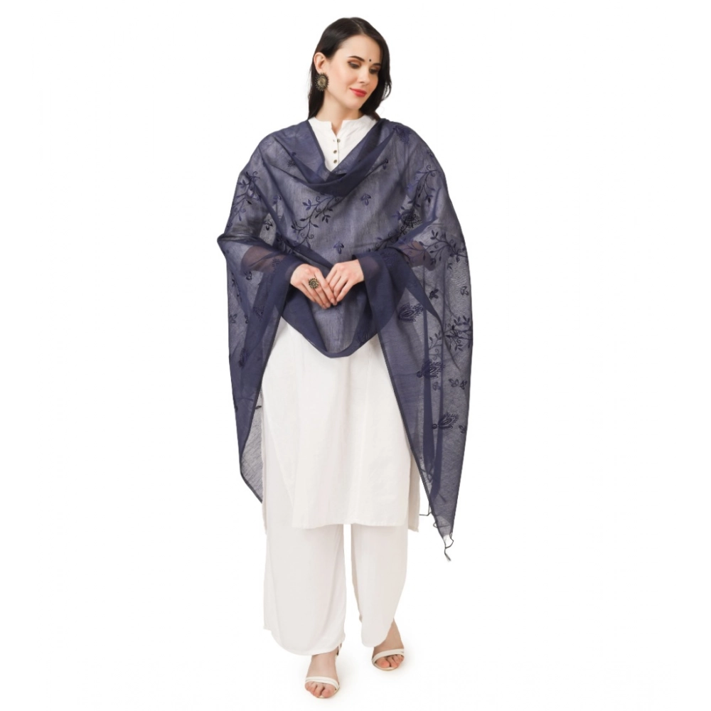 Generic Women's Cotton Embroidered Dupatta (Dark Blue, Length: 2.25 to 2.50 Mtr) - Image 5