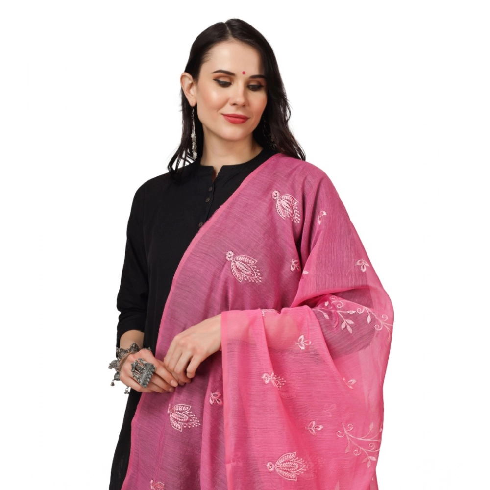 Generic Women's Cotton Embroidered Dupatta (Pink, Length: 2.25 to 2.50 Mtr) - Image 3