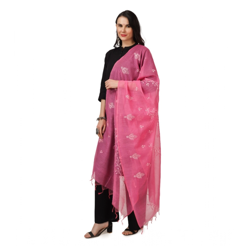 Generic Women's Cotton Embroidered Dupatta (Pink, Length: 2.25 to 2.50 Mtr) - Image 2