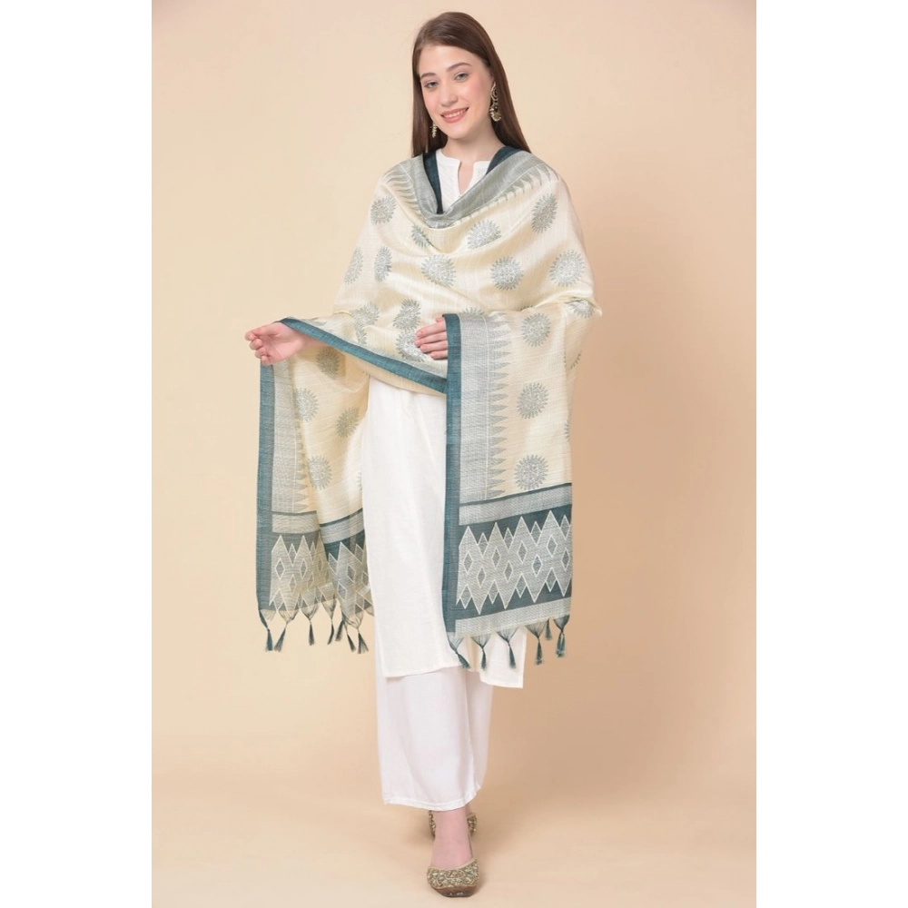 Generic Women's Art Silk Printed Dupatta (Grey, Length: 2.25 to 2.50 Mtr) - Image 4
