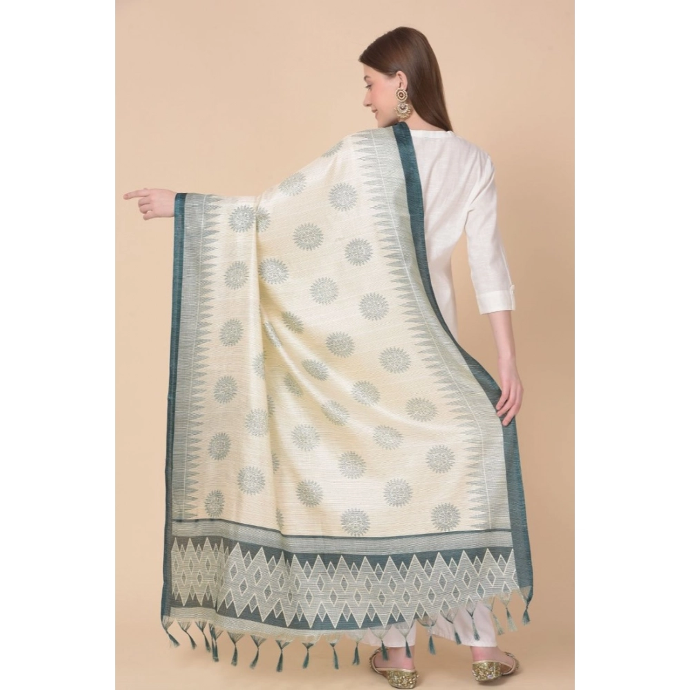 Generic Women's Art Silk Printed Dupatta (Grey, Length: 2.25 to 2.50 Mtr) - Image 2