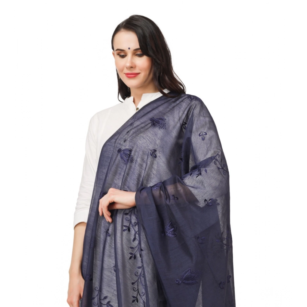 Generic Women's Cotton Embroidered Dupatta (Dark Blue, Length: 2.25 to 2.50 Mtr) - Image 3