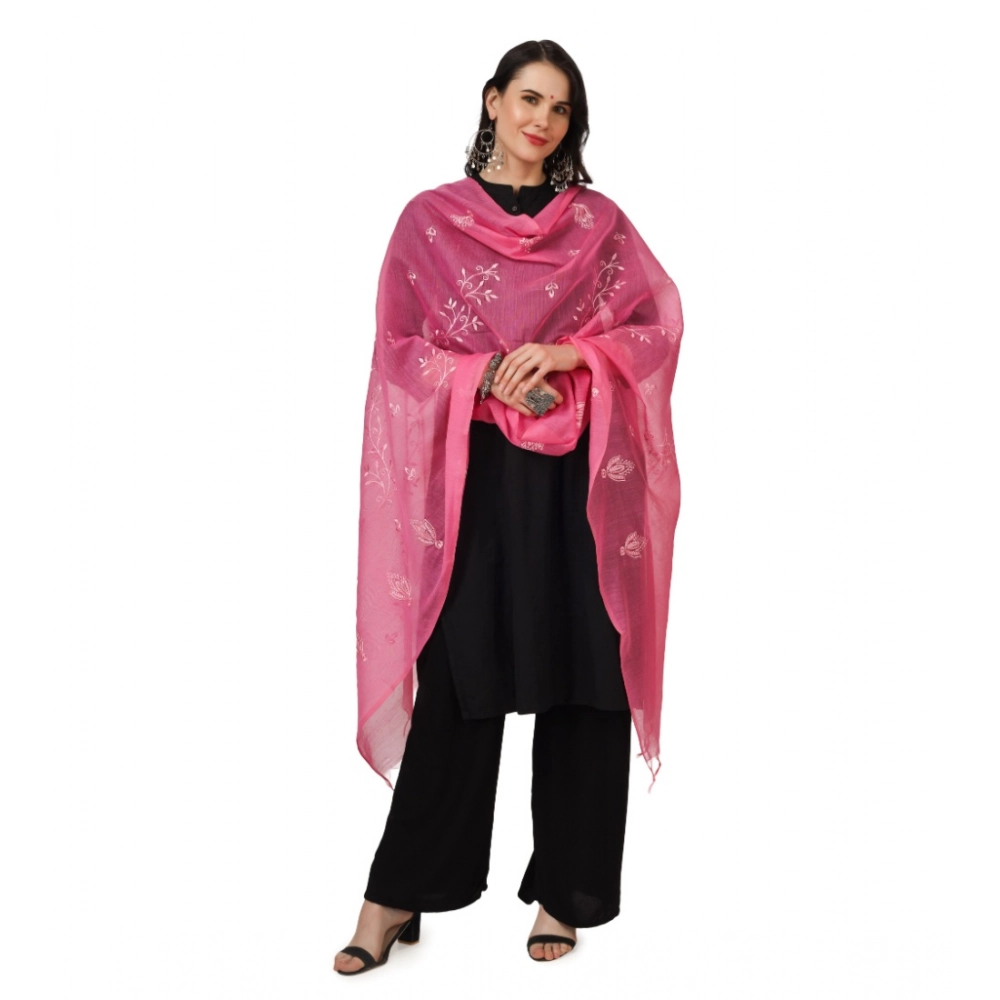 Generic Women's Cotton Embroidered Dupatta (Pink, Length: 2.25 to 2.50 Mtr) - Image 5