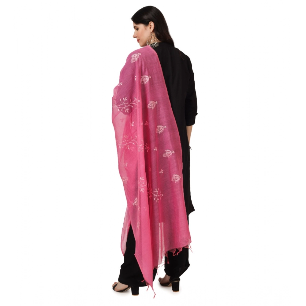 Generic Women's Cotton Embroidered Dupatta (Pink, Length: 2.25 to 2.50 Mtr) - Image 4