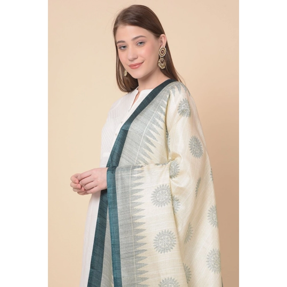 Generic Women's Art Silk Printed Dupatta (Grey, Length: 2.25 to 2.50 Mtr) - Image 3