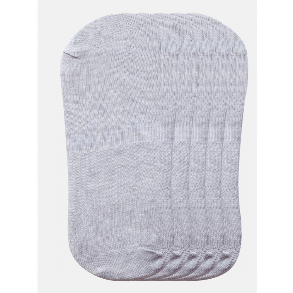 Generic 5 Pairs Unisex Casual Cotton Blended Solid No-show Socks (Light Grey) - Image 2