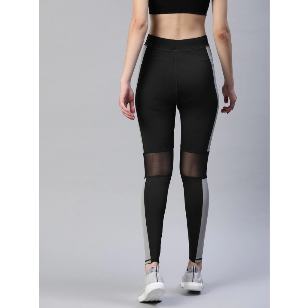 Generic Women's Polyster Solid Sport Leggings (Black & Grey) - Image 4