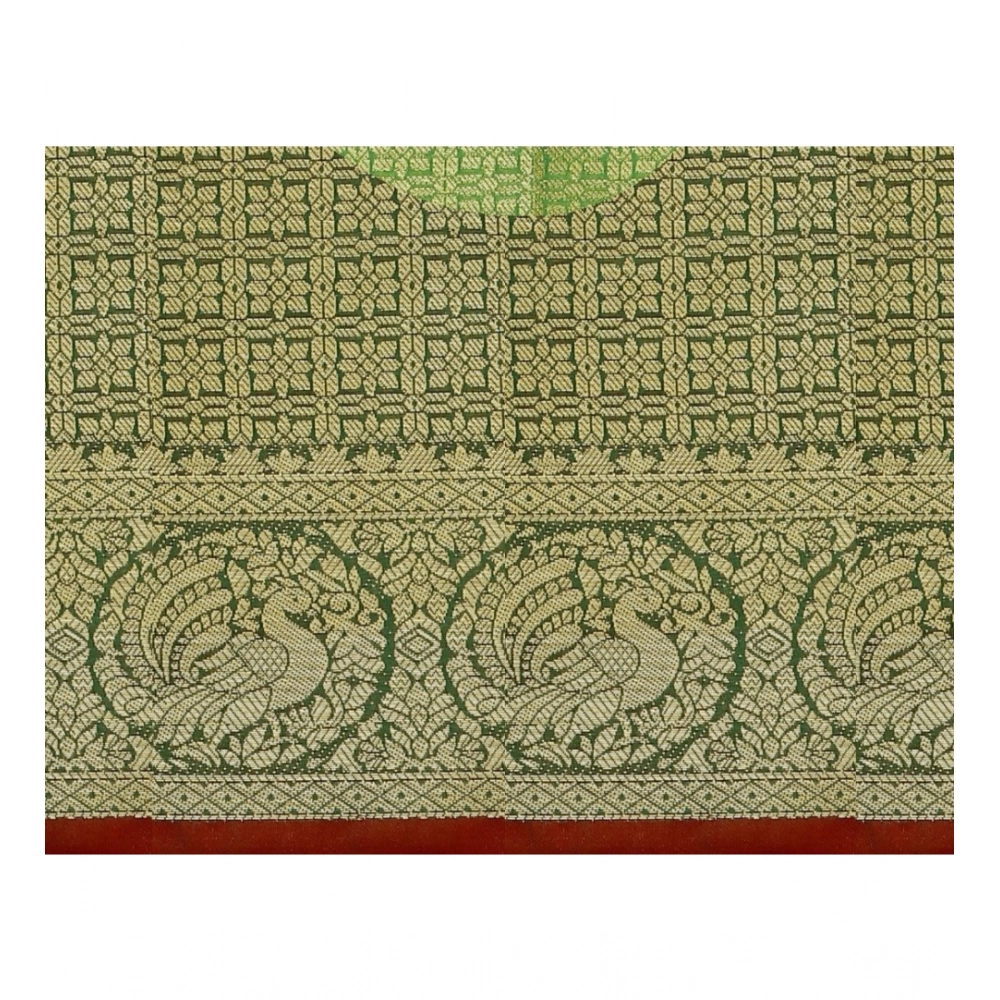 Generic Women's Jacquard Woven Saree With Unstitched Blouse 5.5Mtr (Red) - Image 3