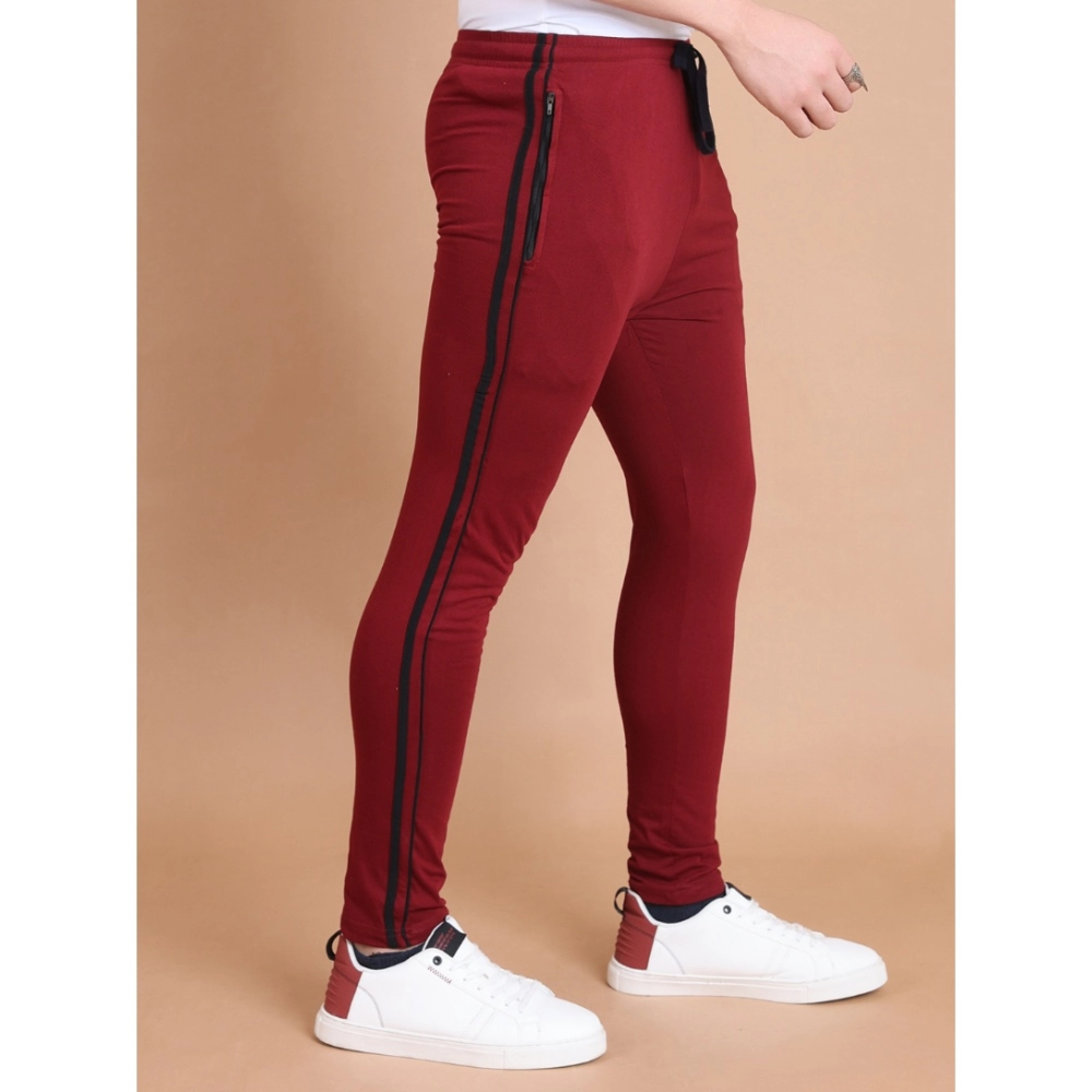 Generic Men's Casual Cotton Striped Full Length Track Pant (Maroon) - Image 6