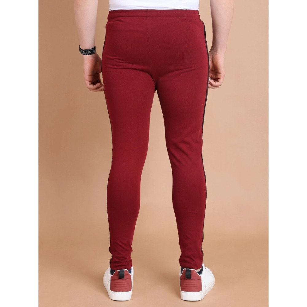 Generic Men's Casual Cotton Striped Full Length Track Pant (Maroon) - Image 7