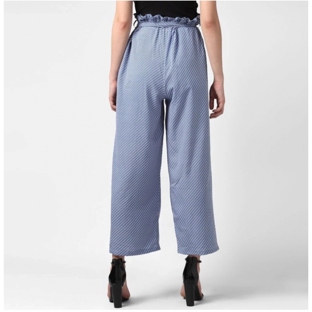 Generic Women's Polyester Striped Elasticated Trousers (Blue) - Image 2