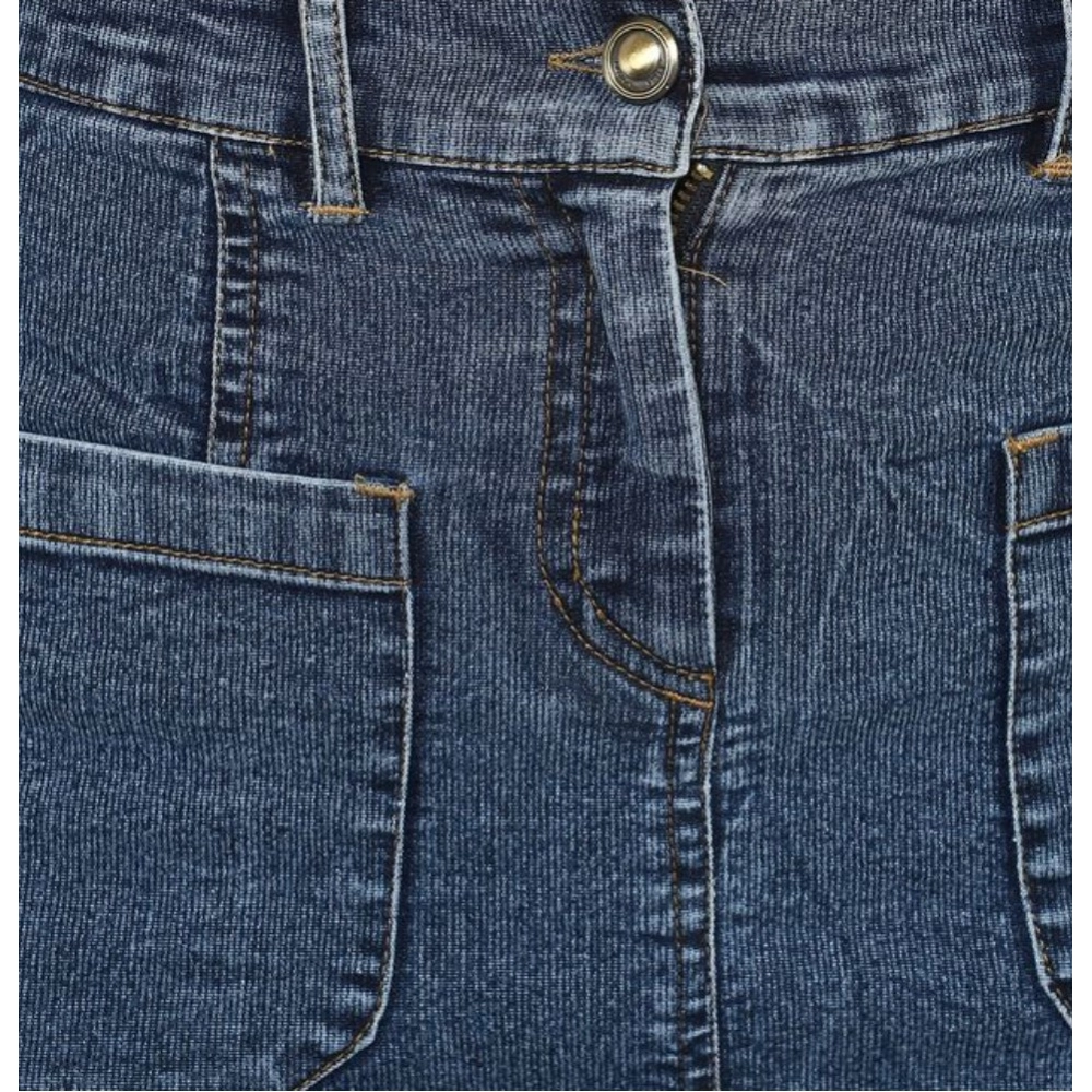 Generic Women's Denim Front Pocket Buttoned Skirt (Blue) - Image 7