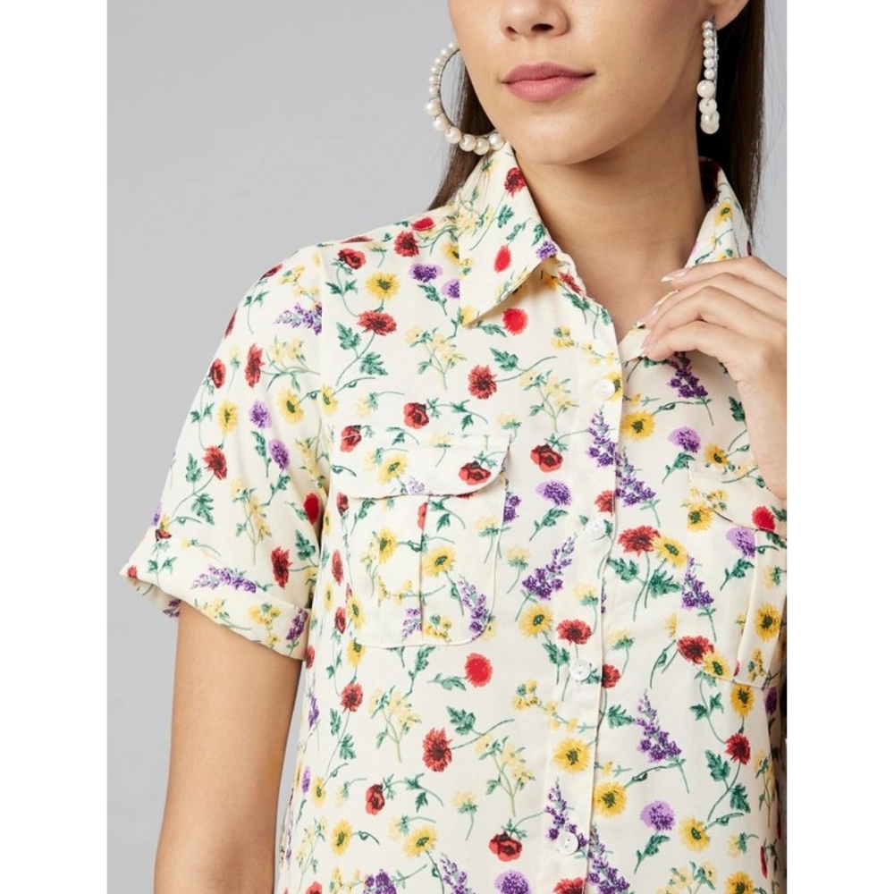 Generic Women's Polyester Floral Short Sleeve Above Knee Dress (Multicolor) - Image 7