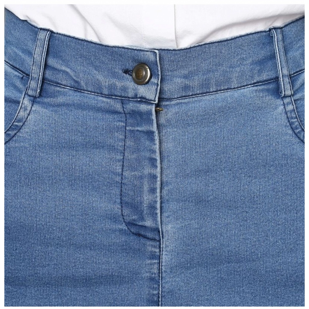 Generic Women's Denim Washed Buttoned Skirt (Blue) - Image 6