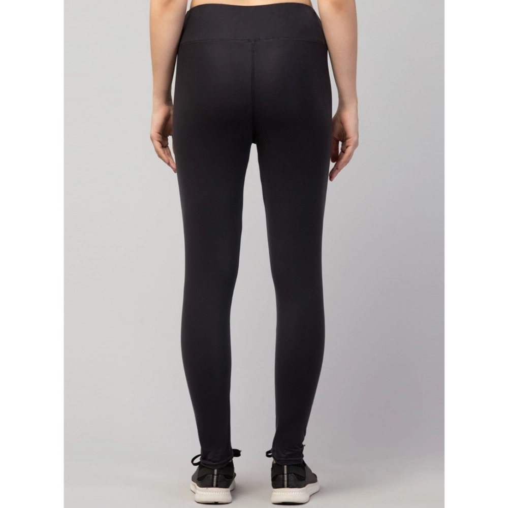 Generic Women's Polyester Solid Ankle Length High-Rise Tights (Black) - Image 2