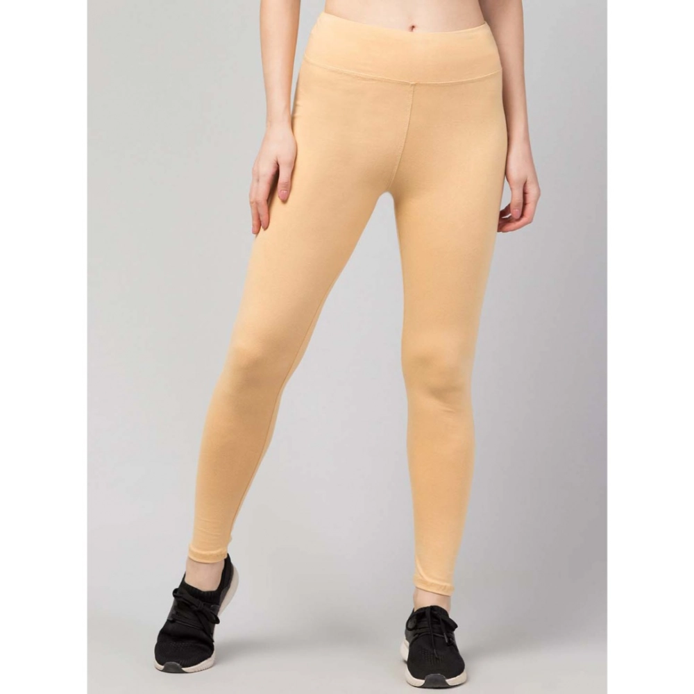Generic Women's Polyester Solid Ankle Length High-Rise Tights (Beige) - Image 3