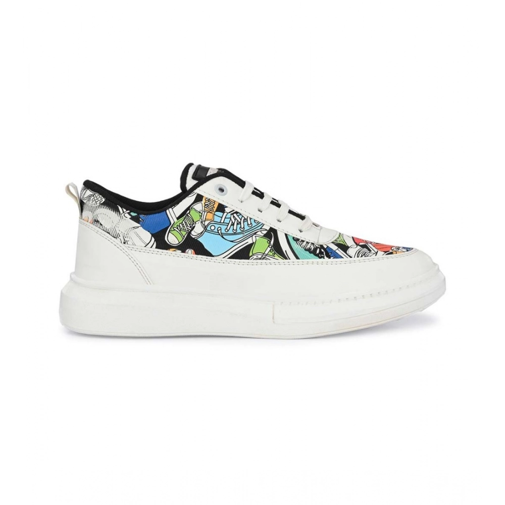 Generic Men's Casual Synthetic Printed Lace-Up Shoes (White) - Image 5