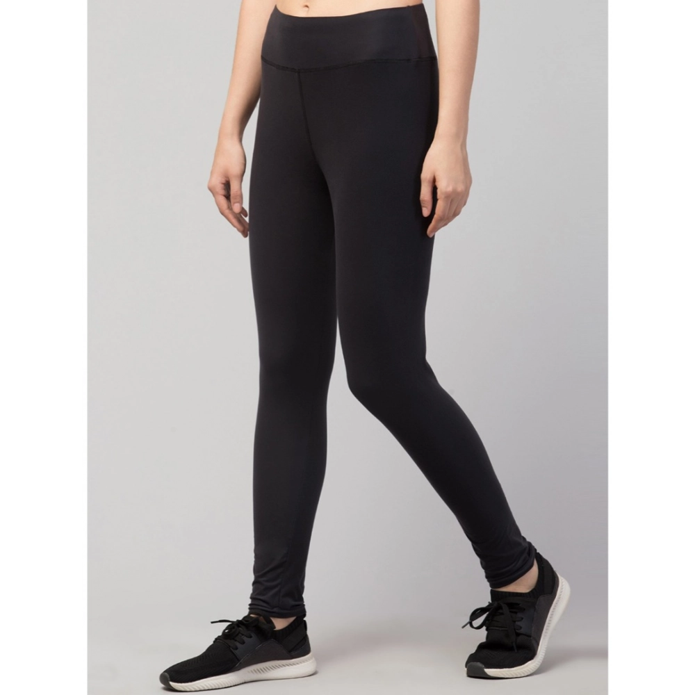 Generic Women's Polyester Solid Ankle Length High-Rise Tights (Black) - Image 3