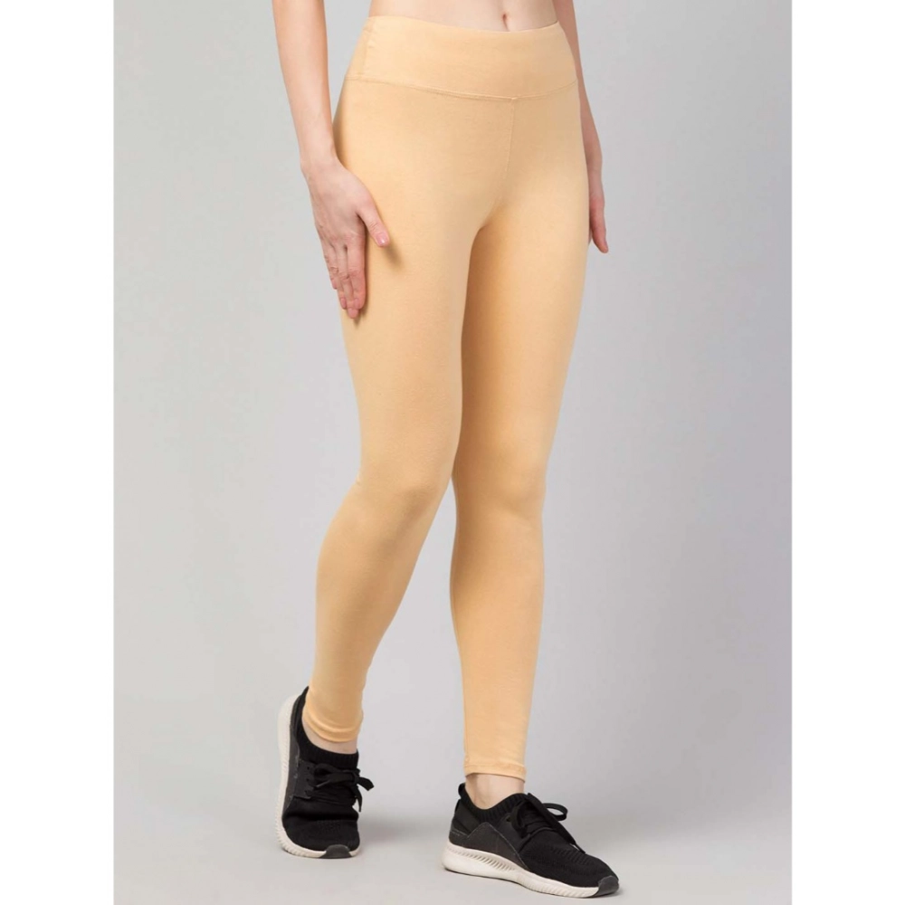 Generic Women's Polyester Solid Ankle Length High-Rise Tights (Beige) - Image 5
