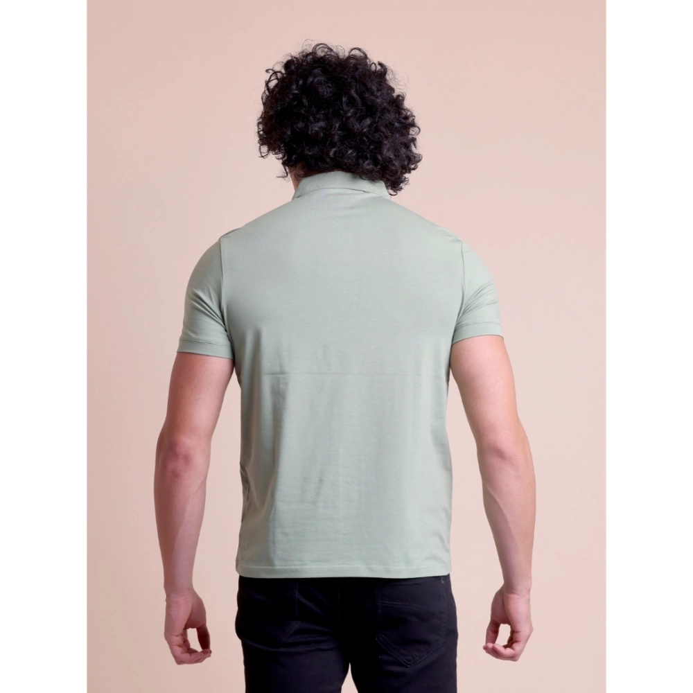 Generic Men's Casual Cotton Solid Half Sleeve Polo Neck T-Shirt (Newsage) - Image 4