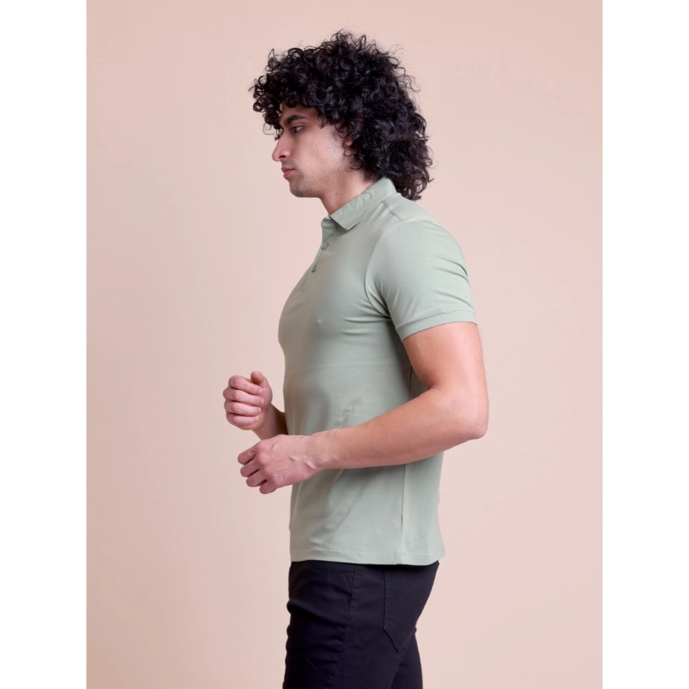 Generic Men's Casual Cotton Solid Half Sleeve Polo Neck T-Shirt (Newsage) - Image 2