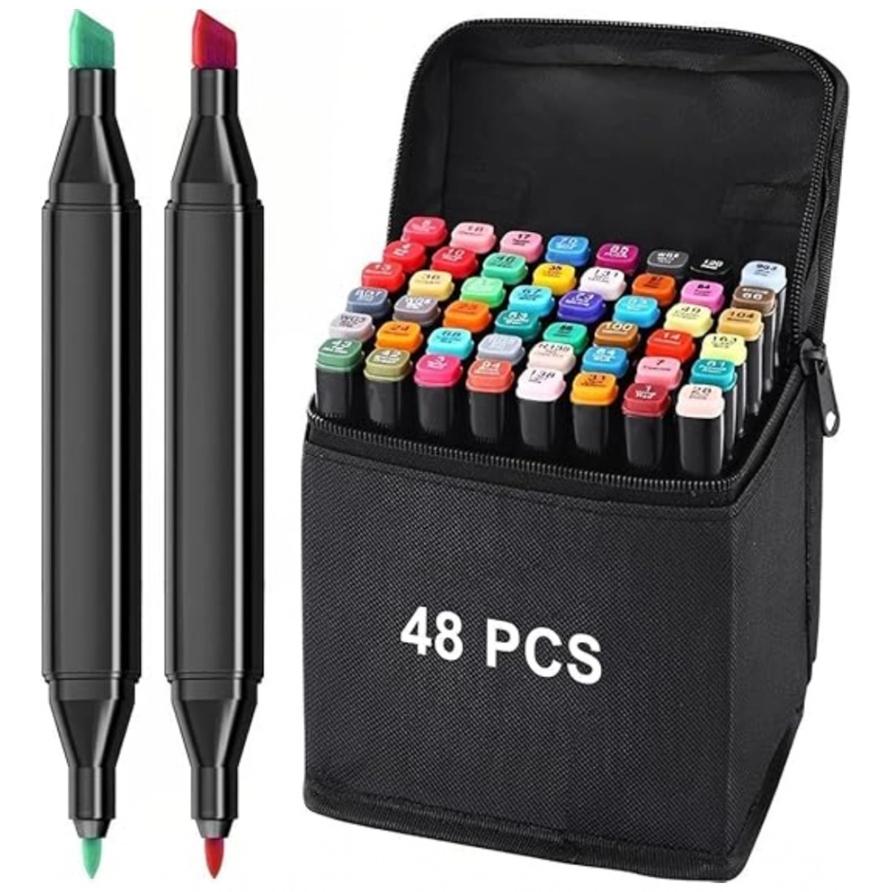 Generic Plastic 48Pcs Colors Art Markers Sketch Pen Dual Tip Artist Art Marker (Multicolor ) - Image 3