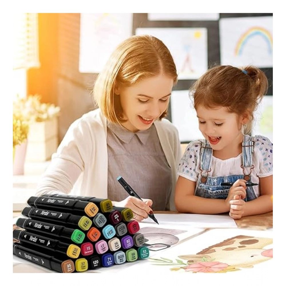 Generic Plastic 24Pcs Colors Art Markers Sketch Pen Dual Tip Artist Art Marker (Multicolor ) - Image 4