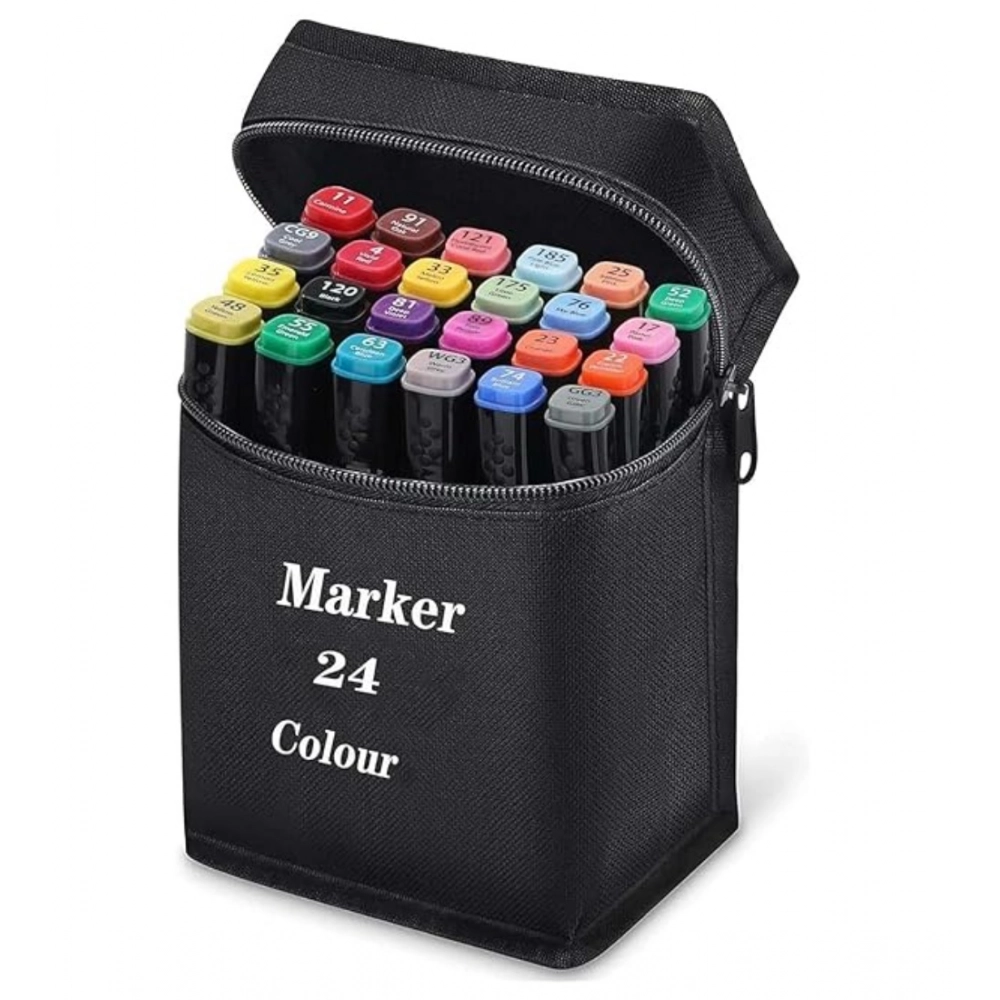 Generic Plastic 24Pcs Colors Art Markers Sketch Pen Dual Tip Artist Art Marker (Multicolor ) - Image 3
