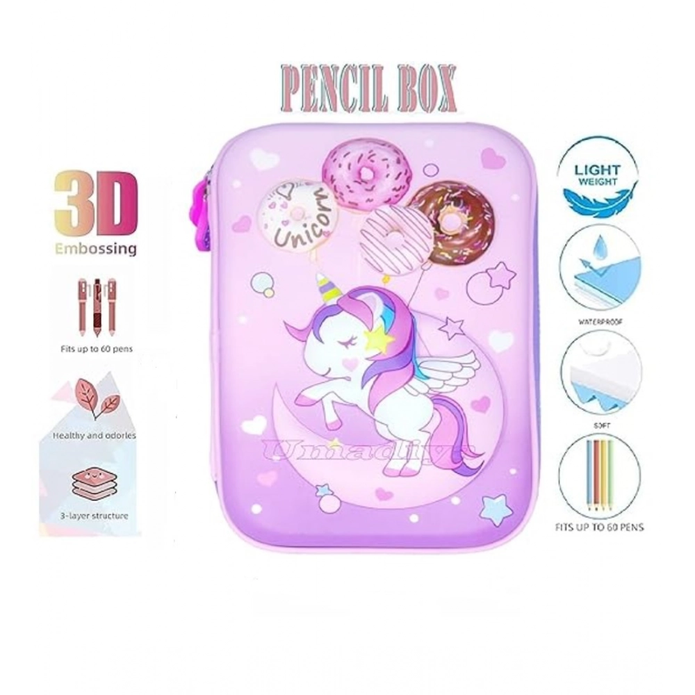 Generic Plastic Unicorn Embossed Cover Pencil Pouch, Kids, Pencil Box (Multicolor ) - Image 2