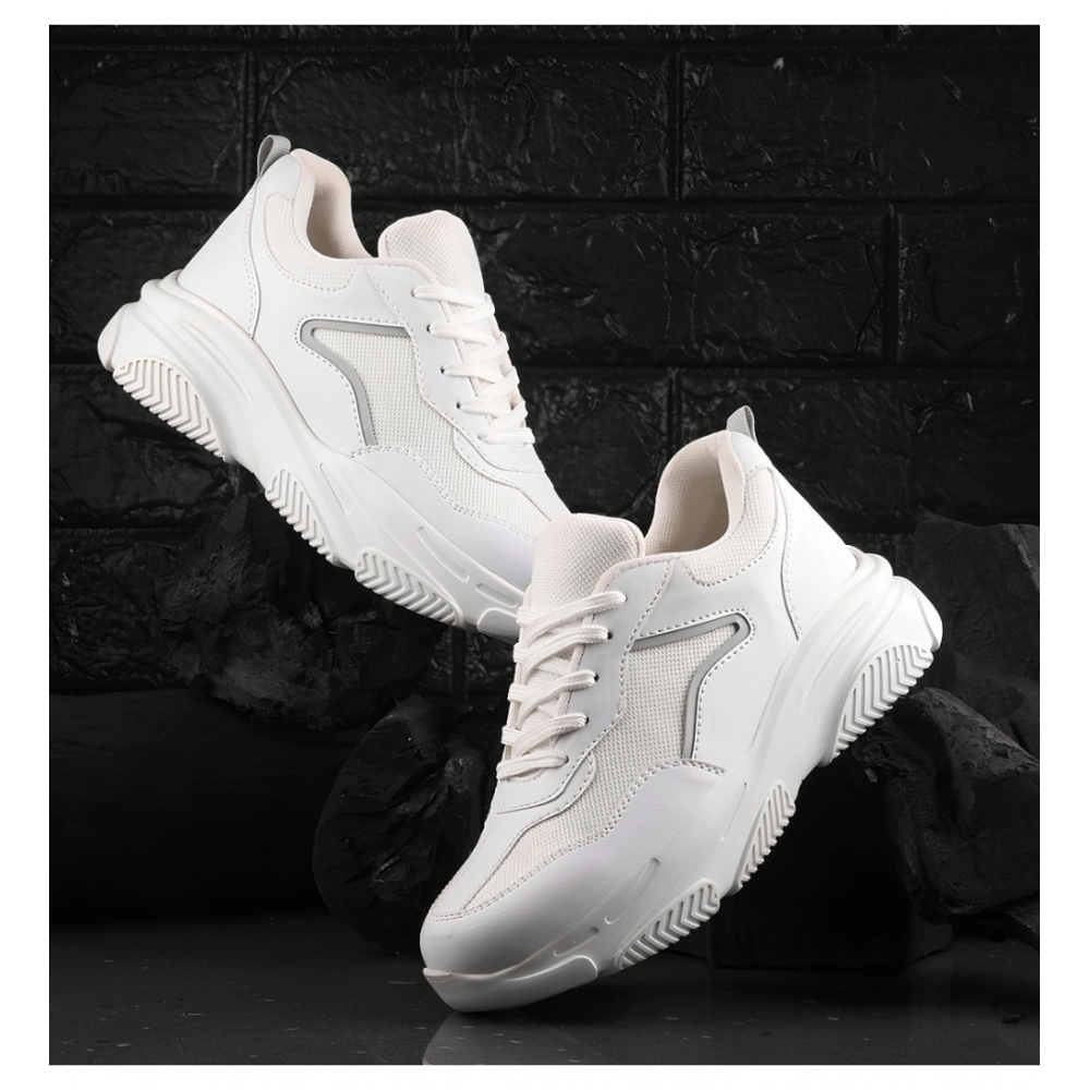 Generic Women's Casual Mesh Printed Lace-Ups Shoes (White) - Image 3