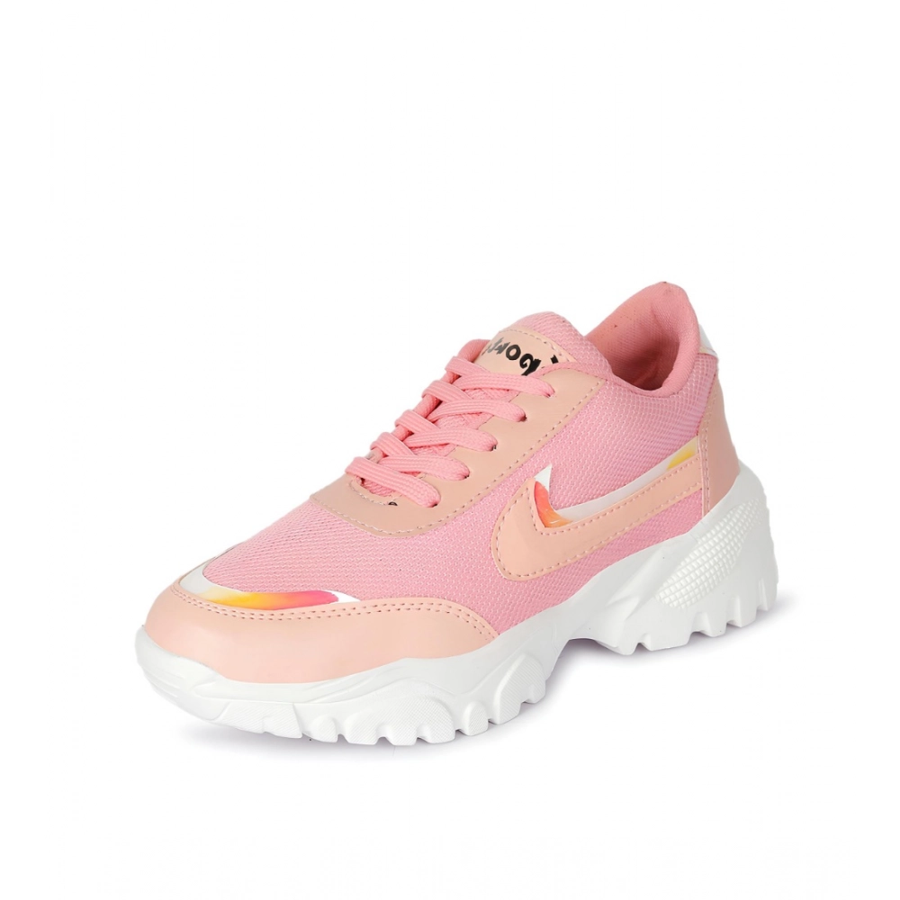 Generic Women's Casual Mesh Printed Lace-Ups Shoes (Pink) - Image 3