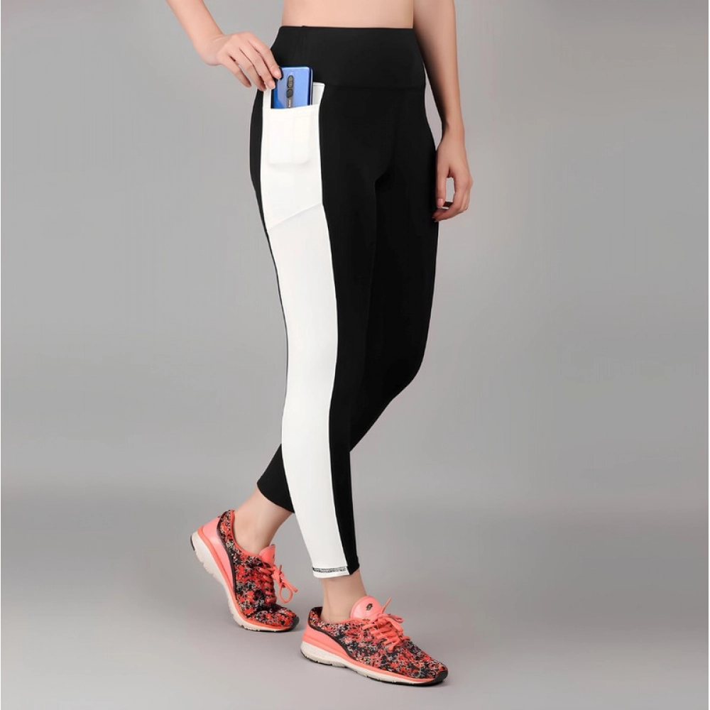 Generic Women's Polyester Solid Ankle length High Waisted Tights (Black) - Image 2