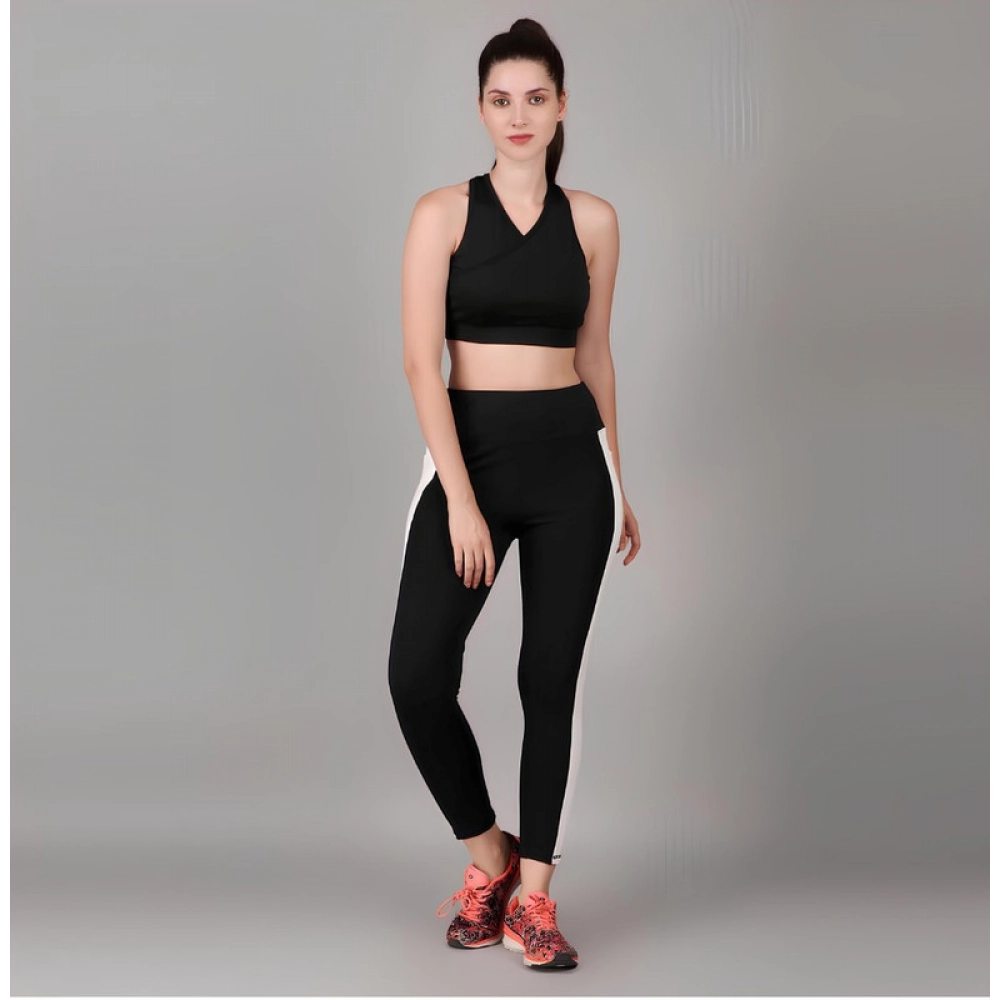 Generic Women's Polyester Solid Ankle length High Waisted Tights (Black) - Image 3