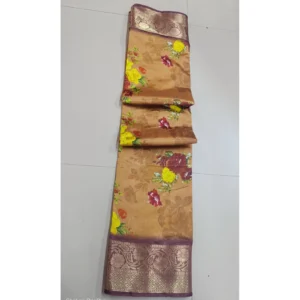 Generic Women's Digital Dolla Silk Printed Saree With Unstitched Blouse 5.5Mtr (Mustard)