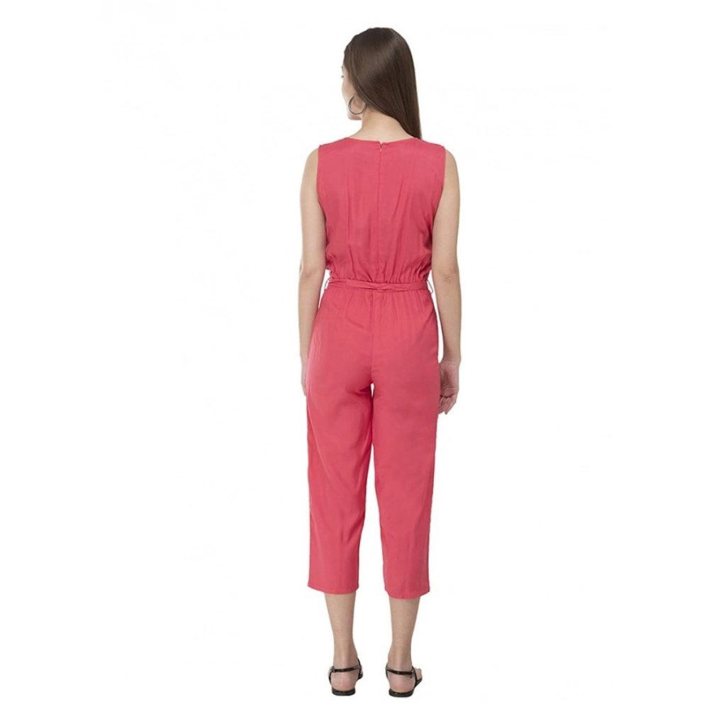 Generic Women's Casual Crepe Sleeveless Jump Suit (Pink) - Image 2