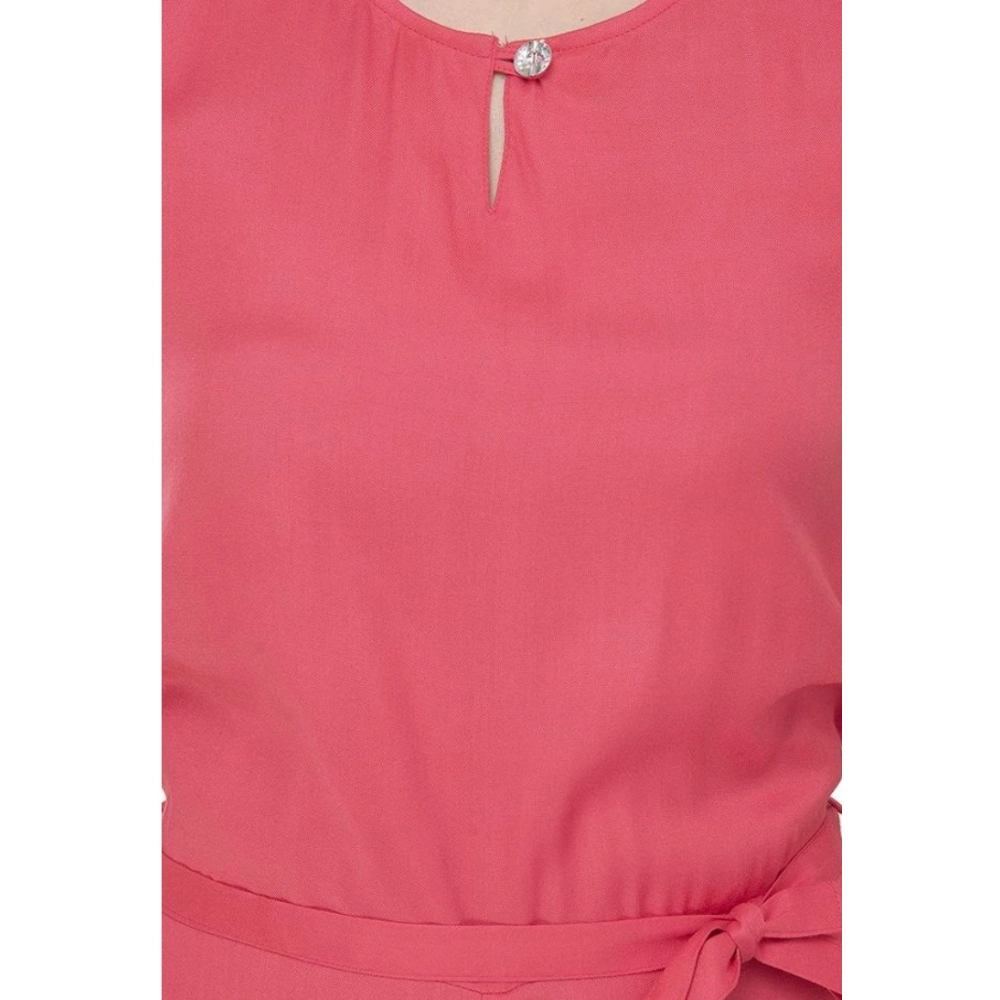 Generic Women's Casual Crepe Sleeveless Jump Suit (Pink) - Image 3