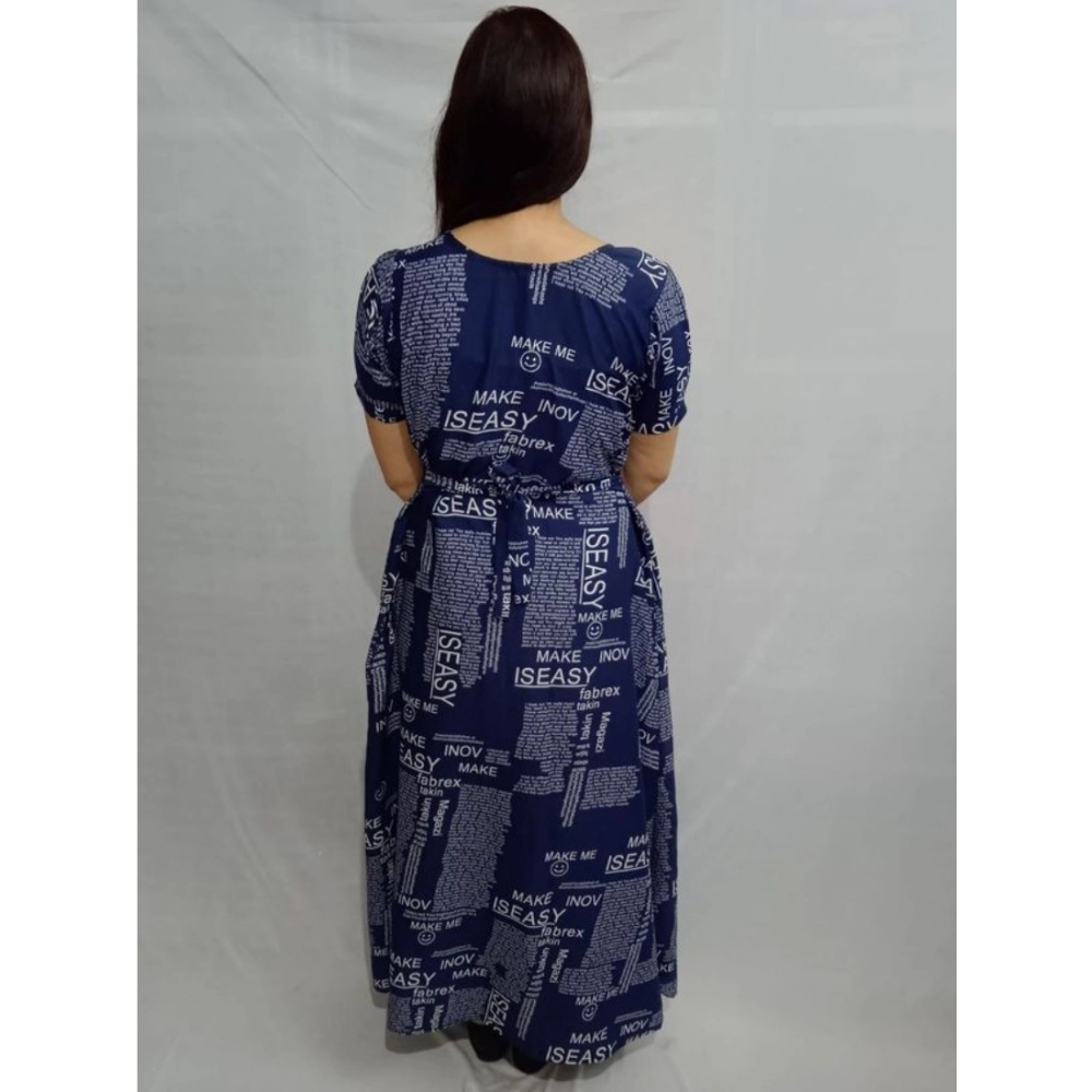 Generic Women's Casual Crepe Half Sleeves Dress (Blue) - Image 2