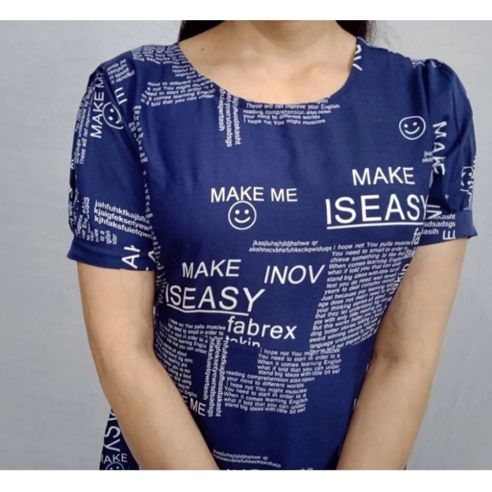 Generic Women's Casual Crepe Half Sleeves Dress (Blue) - Image 4