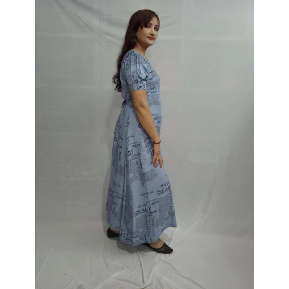 Generic Women's Casual Crepe Half Sleeves Dress (Grey) - Image 3