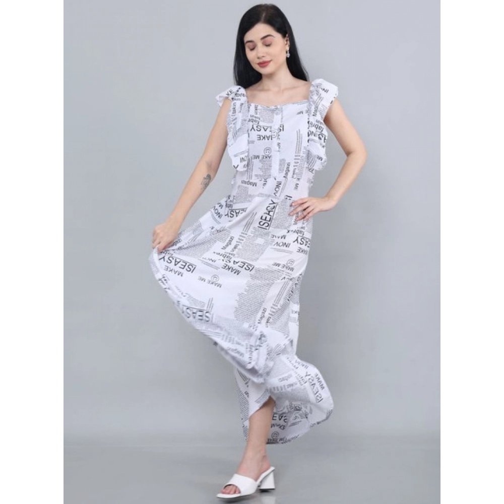 Generic Women's Casual Crepe Sleeveless Dress (White) - Image 2