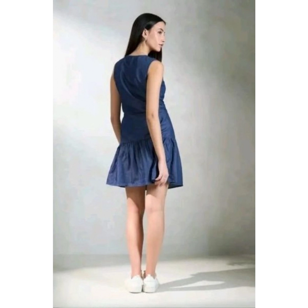 Generic Women's Casual Denim Sleeveless Dress (Blue) - Image 2
