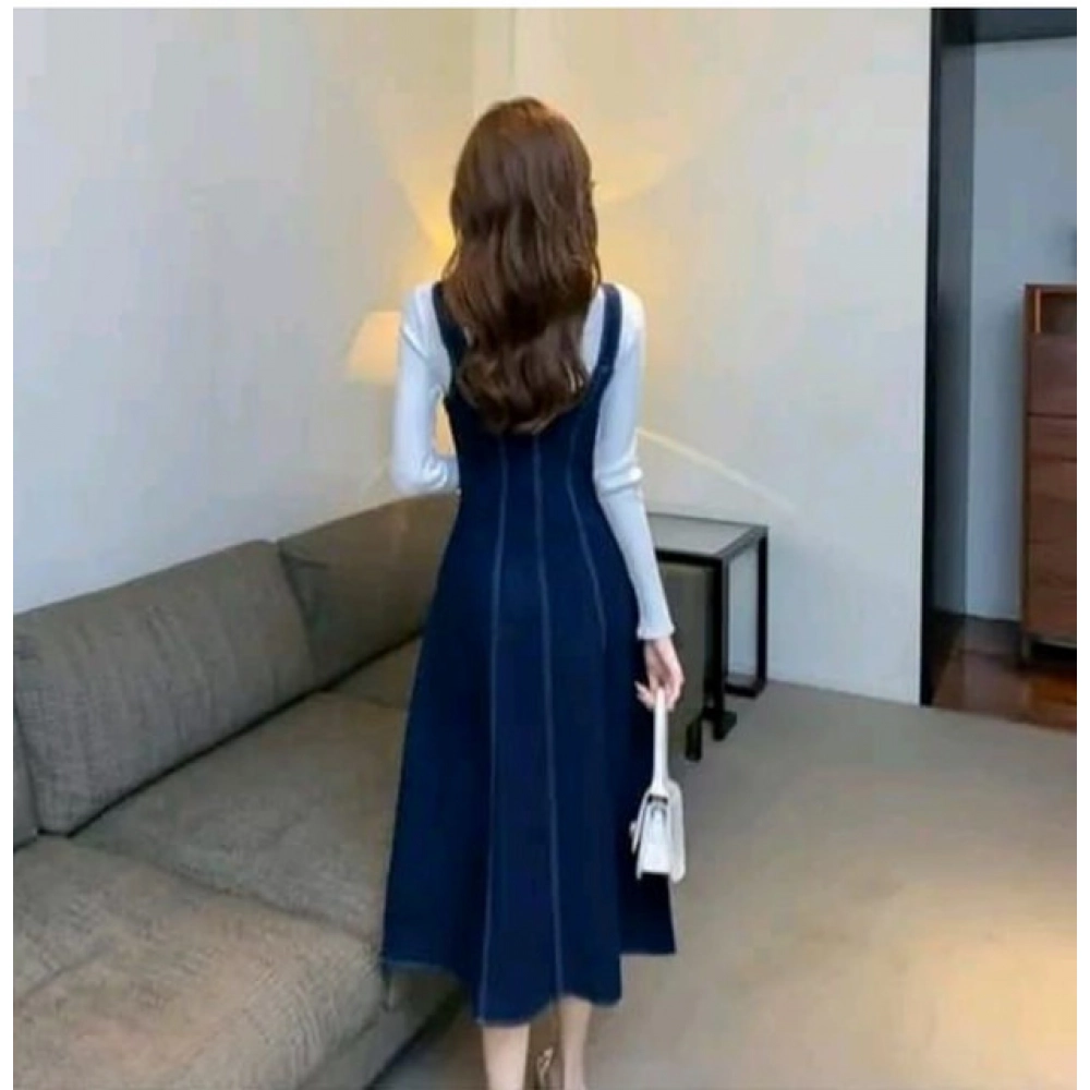 Generic Women's Casual Denim Sleeveless Dress (Blue) - Image 3