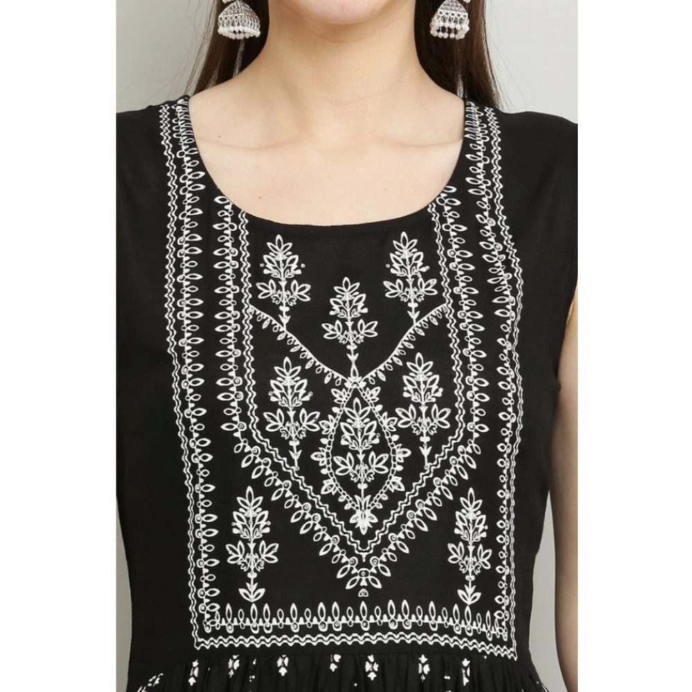 Generic Women's Casual Rayon Sleeveless Kurti (Black) - Image 3