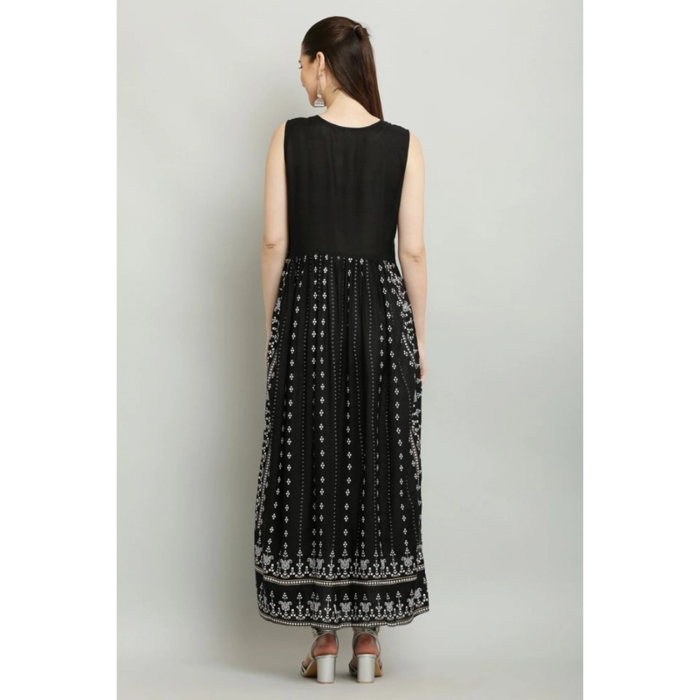 Generic Women's Casual Rayon Sleeveless Kurti (Black) - Image 4
