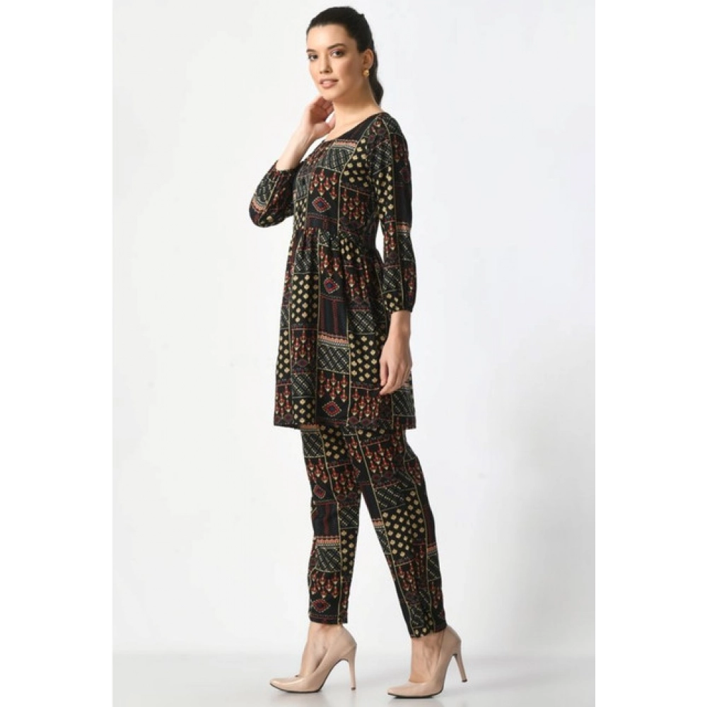 Generic Women's Casual Crepe 3-4th Sleeves Cord Set (Black) - Image 2