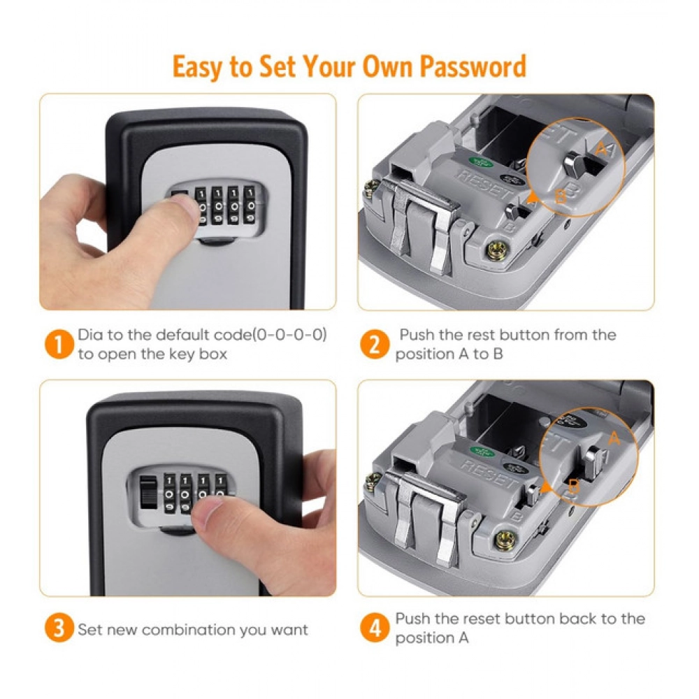 Generic Wall-Mounted ABS Plastic Key Lock Box (Grey-Black ) - Image 3
