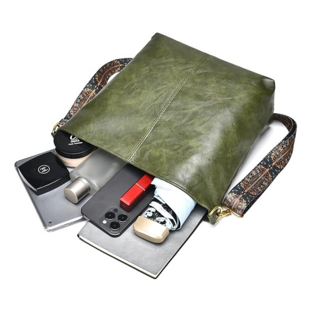 Generic Women's PU Leather Zipper Handbag (Green) - Image 2